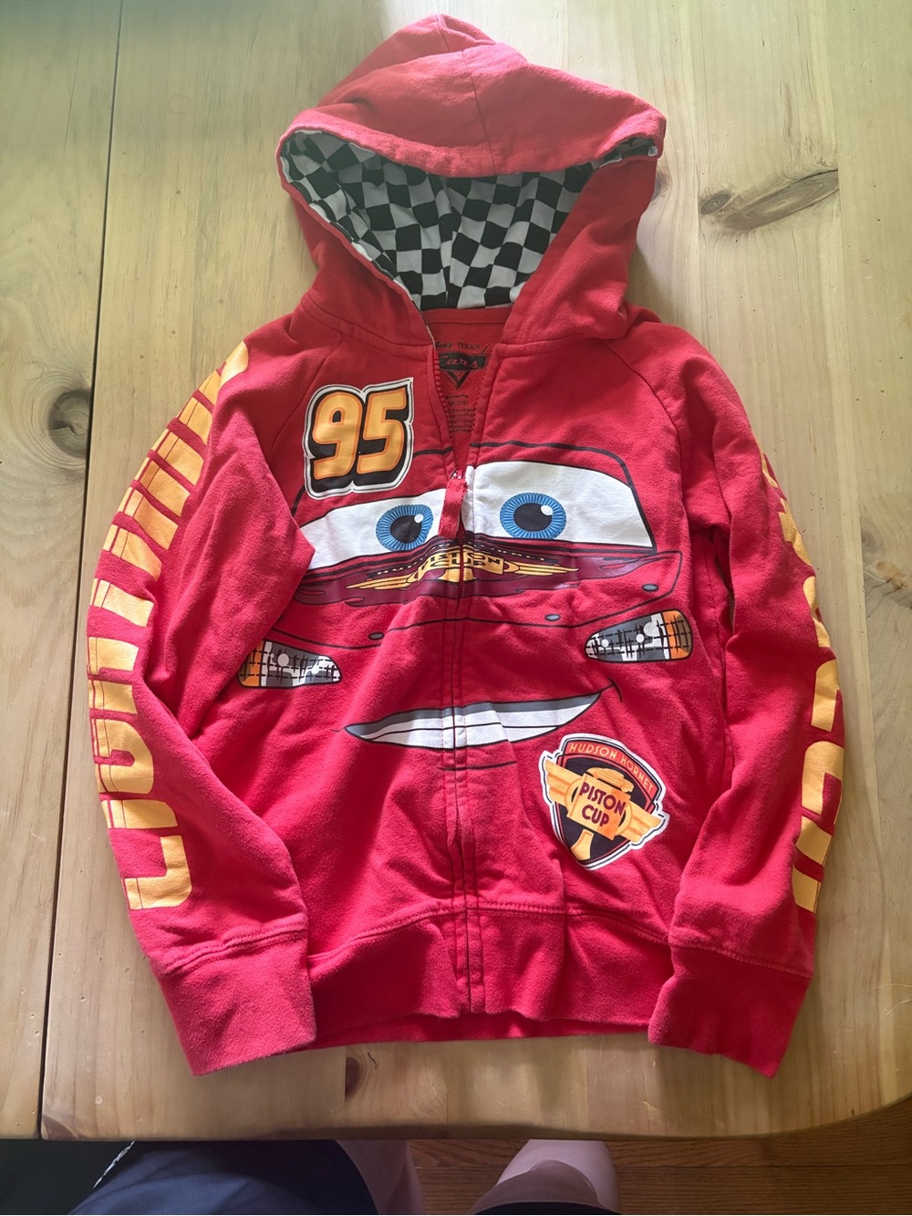 Disney Red Lightning McQueen Zip-Up Hoodie with Checkered Hood Lining